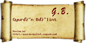 Gyurán Bálint névjegykártya